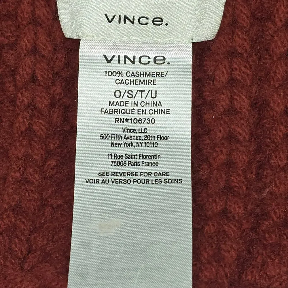 VINCE OVERSIZE EXTRA‑LONG CHUNKY CASHMERE KNIT SCARF – BURGUNDY – 90